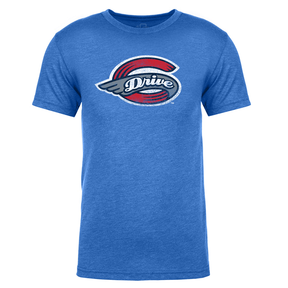 Greenville Drive 108 Stitches Royal Vintage Logo Tee Greenville Drive