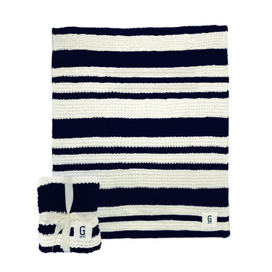 Greenville Drive Logo Brands Cream/Navy Cable Knit Throw