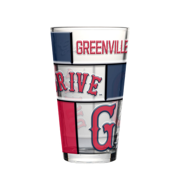 Greenville Drive Logo Brands 16oz Stained Pint Glass