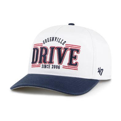 Greenville Drive 47 Brand White/Navy Stream Line Hitch