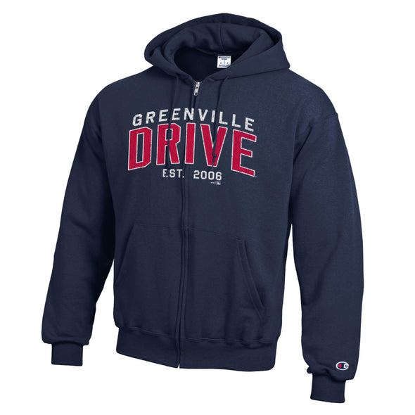 Greenville Drive Champion Navy Power Blend Full Zip Sweatshirt