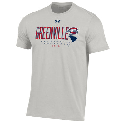 Greenville Drive Under Armour Silver Performance Cotton Greenville State Tee