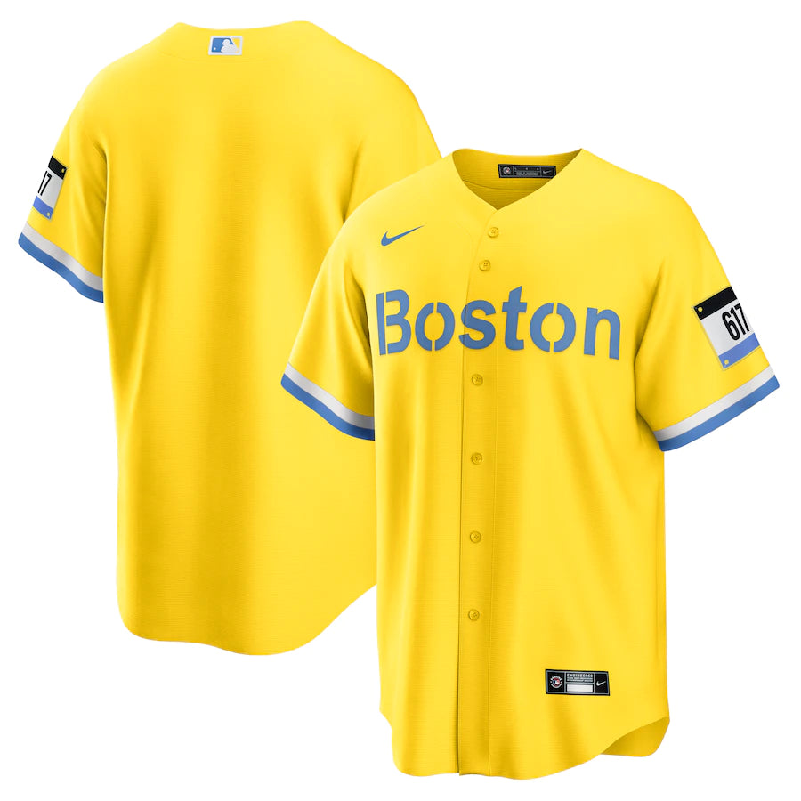 boston red sox blue yellow jersey