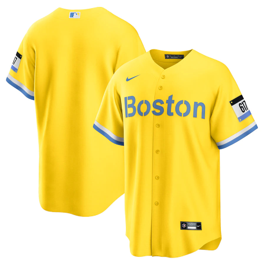 Boston Red Sox Nike Gold Light Blue City Connect Replica Jersey Greenville Drive Official Store