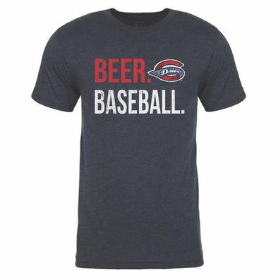 Greenville Drive 108 Stitches Men's Navy Beer & Baseball Tee