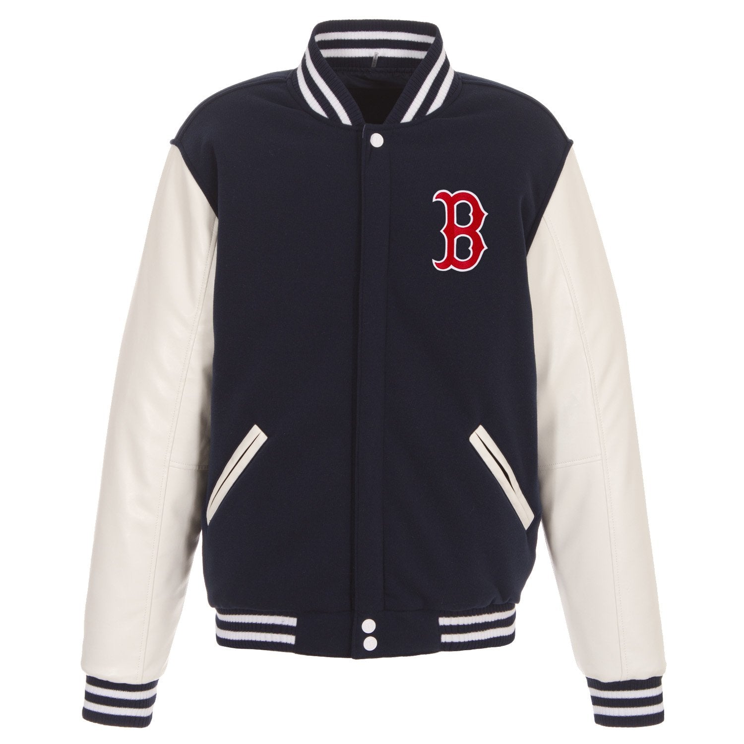 Boston Red JH Reversible Fleece Jacket with Faux Leather – Greenville Drive Official