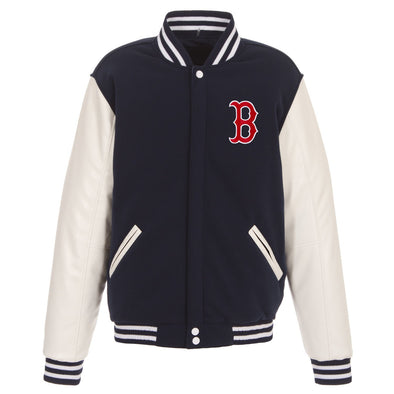 Boston Red Sox JH Reversible Fleece Jacket with Faux Leather Sleeves