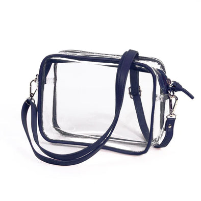 Greenville Drive Desden Navy Bridget Clear Bag with Leather strap