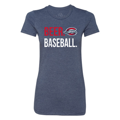 Greenville Drive 108 Stitches Women's Navy Beer & Baseball Tee