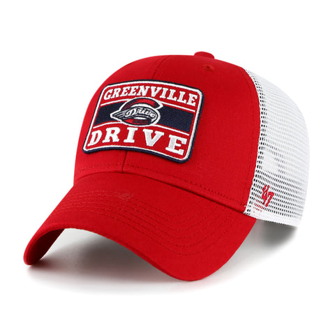 Greenville Drive 47 Brand Youth MVP Red Patch Hat with Mesh Back