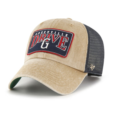 Greenville Drive 47 Brand Khaki Dial Trucker Clean up Hat