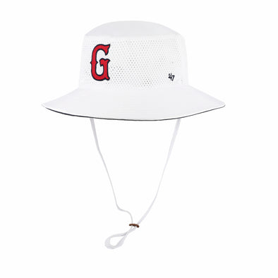 Greenville Drive 47 Brand White Panama Bucket Hat with Red G Logo