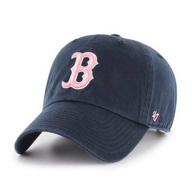 Boston Red Sox 47 Brand Women's Navy Clean Up Hat w/Pink B Logo