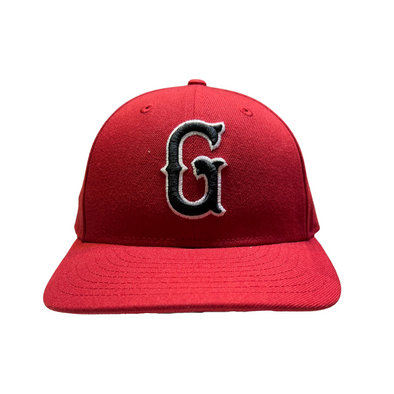 Greenville Drive New Era USC 2023 RRR Garnet 5950 LP Hat with Black G Logo