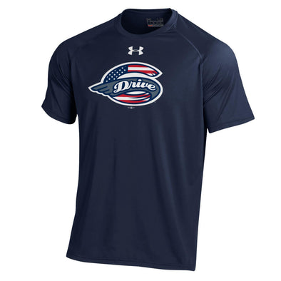 Greenville Drive Under Armour Navy Performance Cotton Patriotic Logo Tee