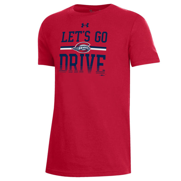 Greenville Drive Under Armour Youth Red Performance Cotton Lets GO Tee